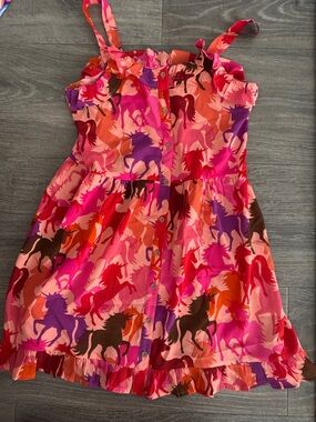 Next Direct Pink Unicorn button down girls Summer Dress sz 12